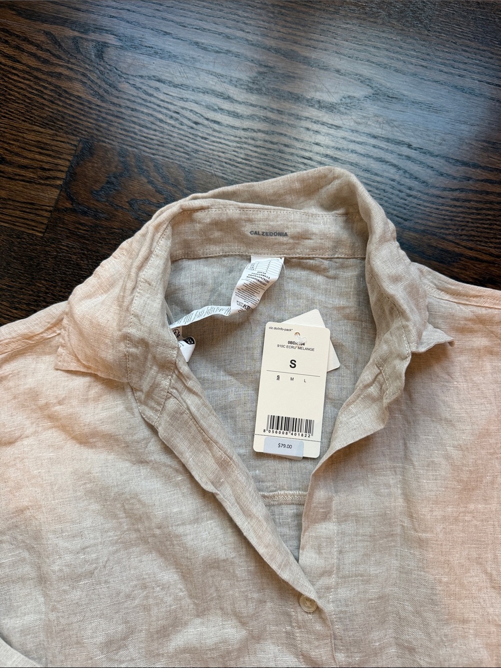 Calzedonia Light Beige Linen Button-Up Shirt Small - Picture 3 of 5